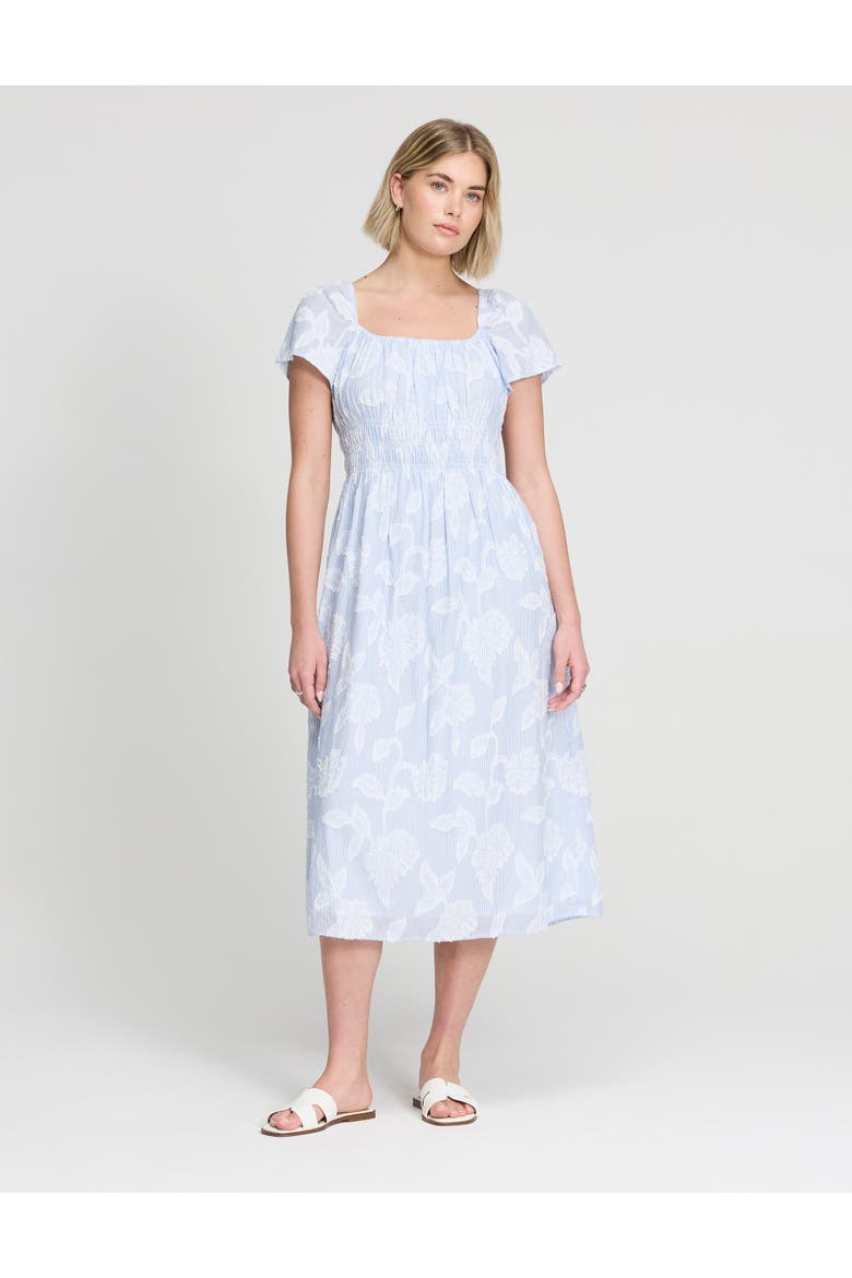 Maia Elasticated Waist Midi Dress, Main, color, Blue Floral Stripe