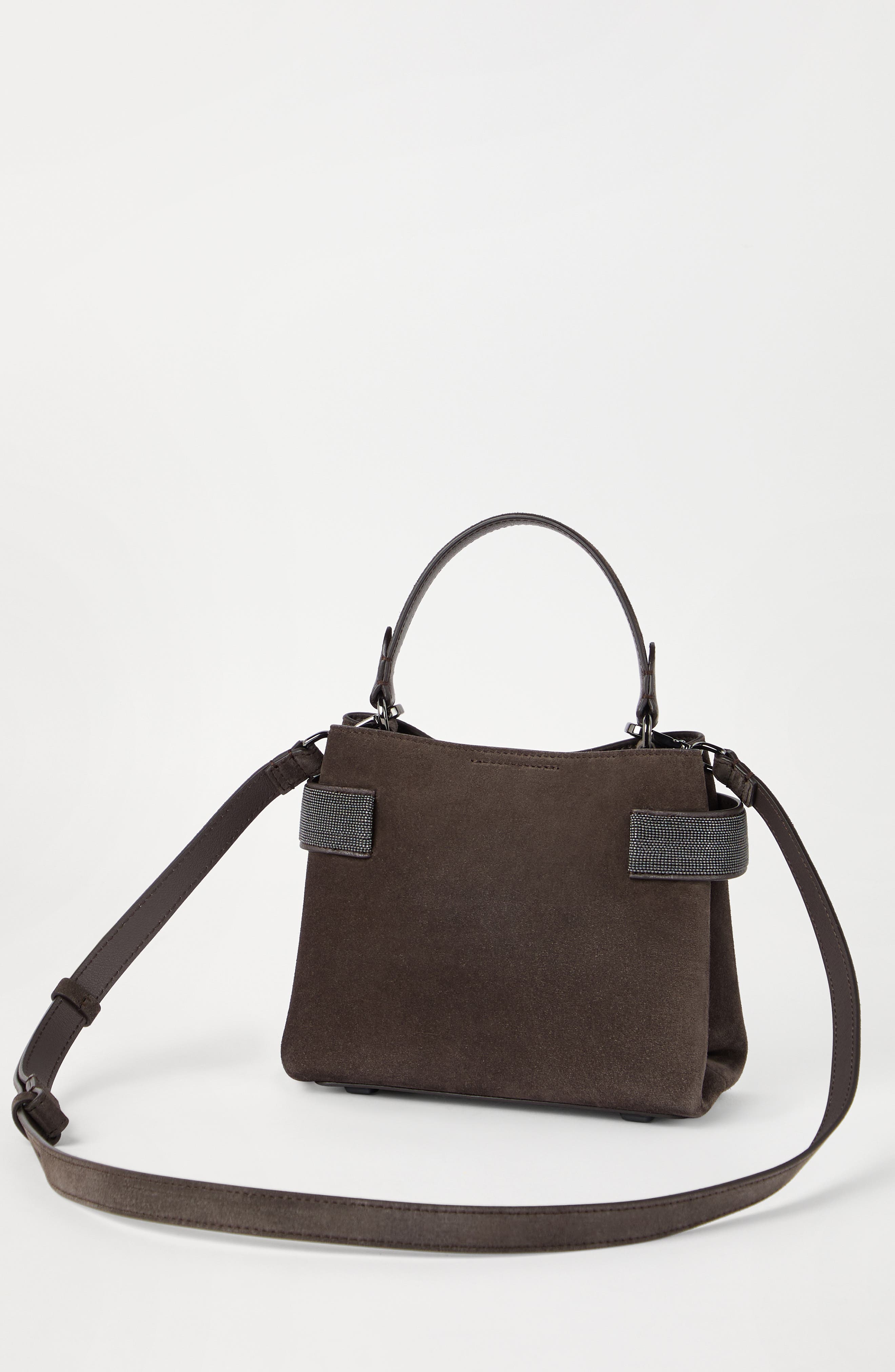 Brunello Cucinelli Small Top-Handle Essence bag, Alternate, color, Pine Cone Brown