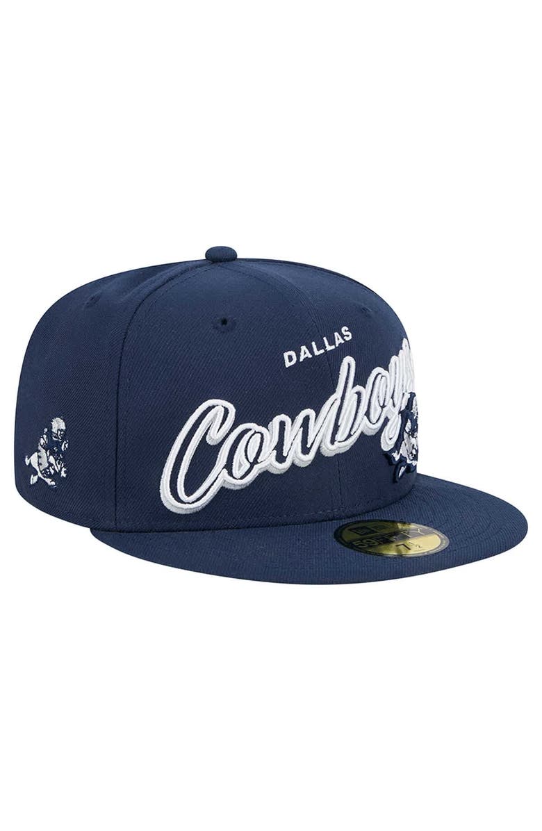 New Era Men's New Era Navy Dallas Cowboys Script Sided 59FIFTY Fitted Hat, Alternate, color, 