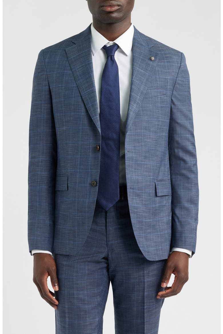 250th Capsule Mason Regular Fit Blue Mélange Windowpane Check Wool & Silk Suit, Alternate, color, MID BLUE