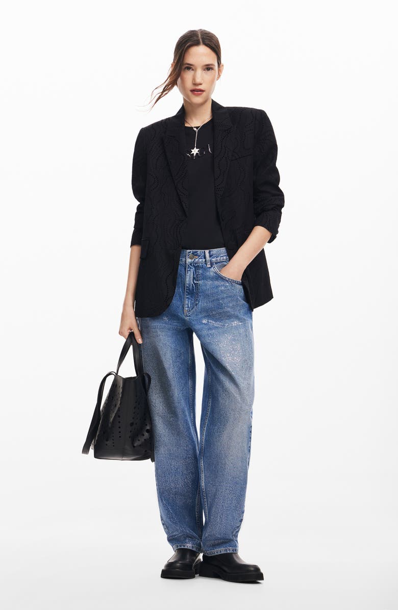 Desigual Ariel Coated Straight Leg Jeans, Alternate, color, Blue