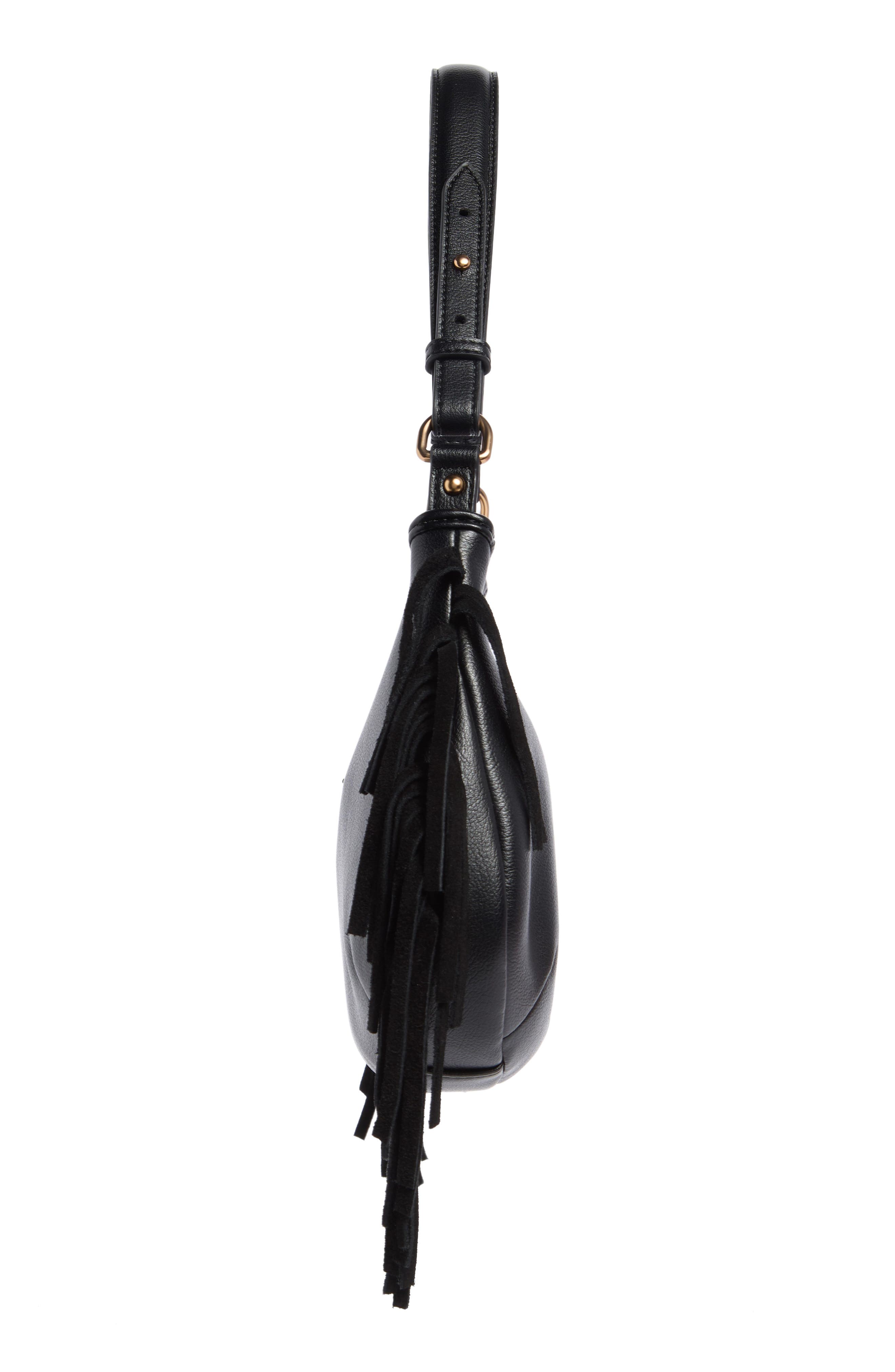 Sam Edelman Nylie Fringe Shoulder Bag, Alternate, color, Black