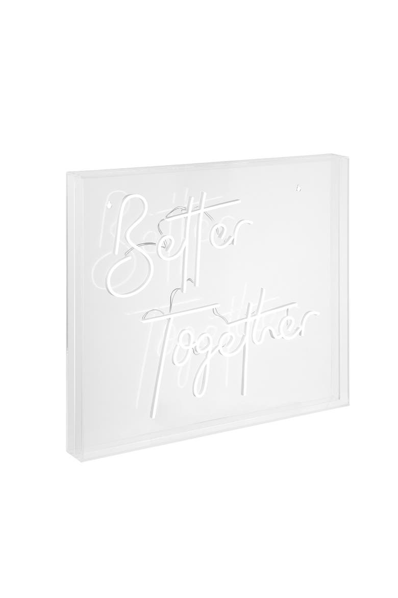 Better Together 23.63" X 20" Contemporary Glam Acrylic Box USB Operated LED Neon Light, White, Main, color, White