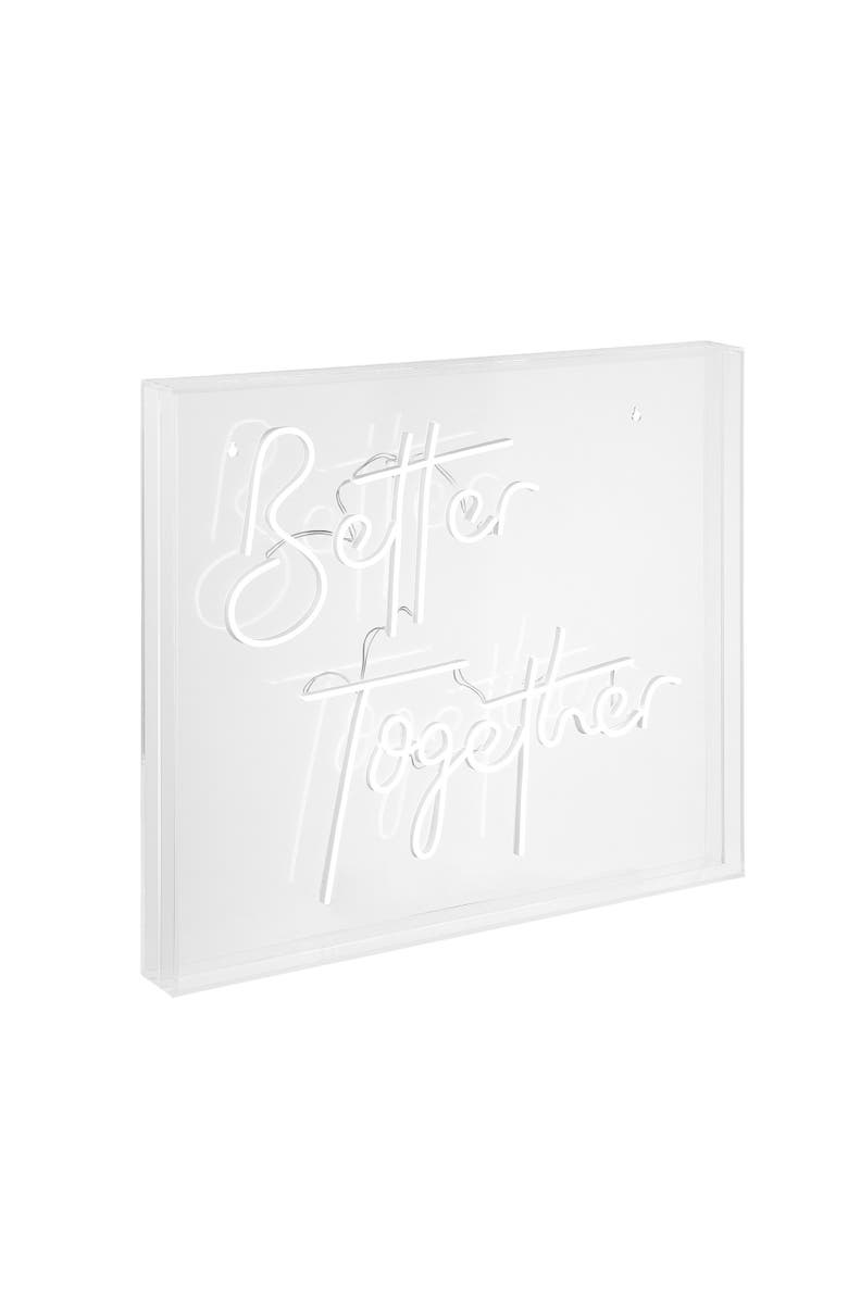 JONATHAN Y Better Together 23.63" X 20" Contemporary Glam Acrylic Box USB Operated LED Neon Light, White, Main, color, White
