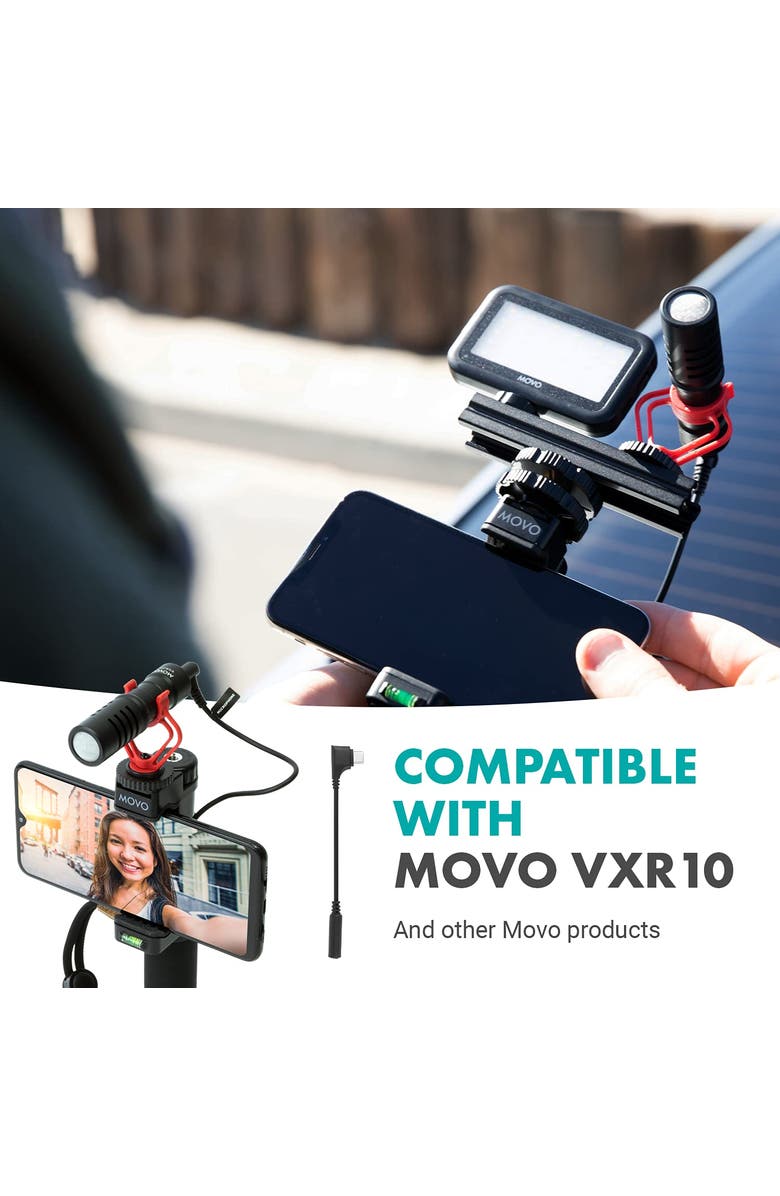MOVO UCMA-3 Female 3.5mm TRRS to USB-C Right Angle Mic. Cable, Alternate, color, Black