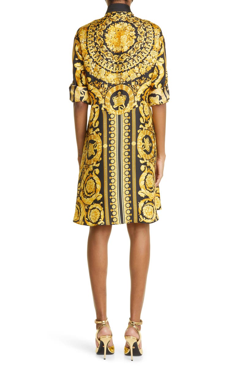 Versace Barocco Print Silk Shirtdress, Alternate, color, 