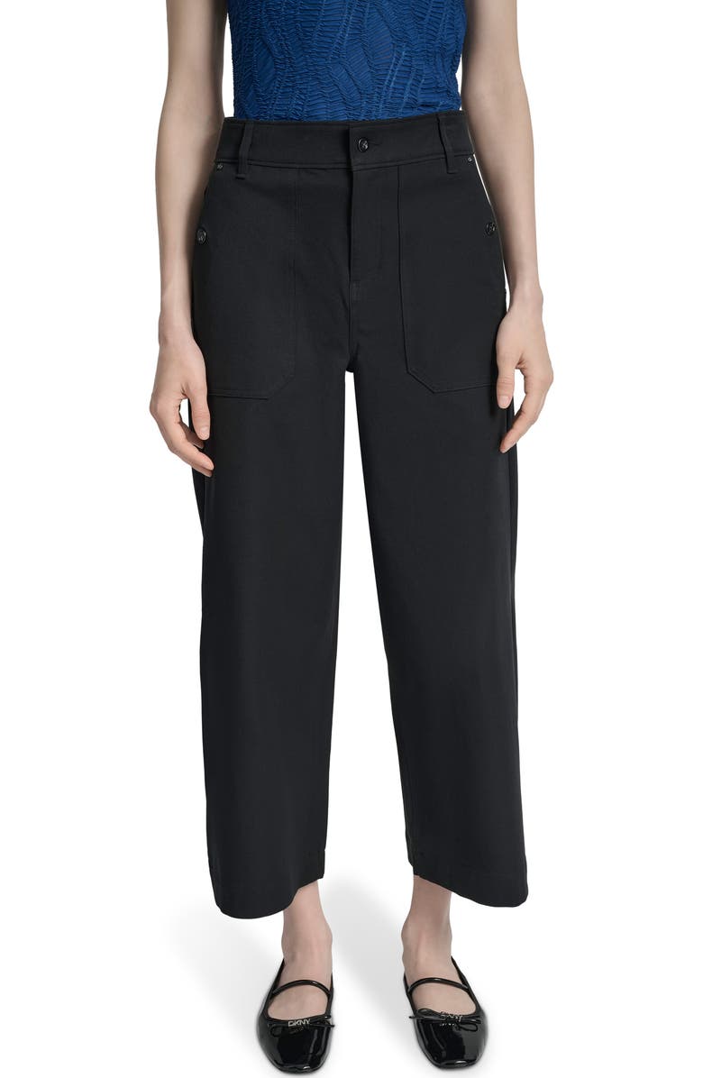 DKNY Button Pocket Crop Wide Leg Pants, Main, color, 