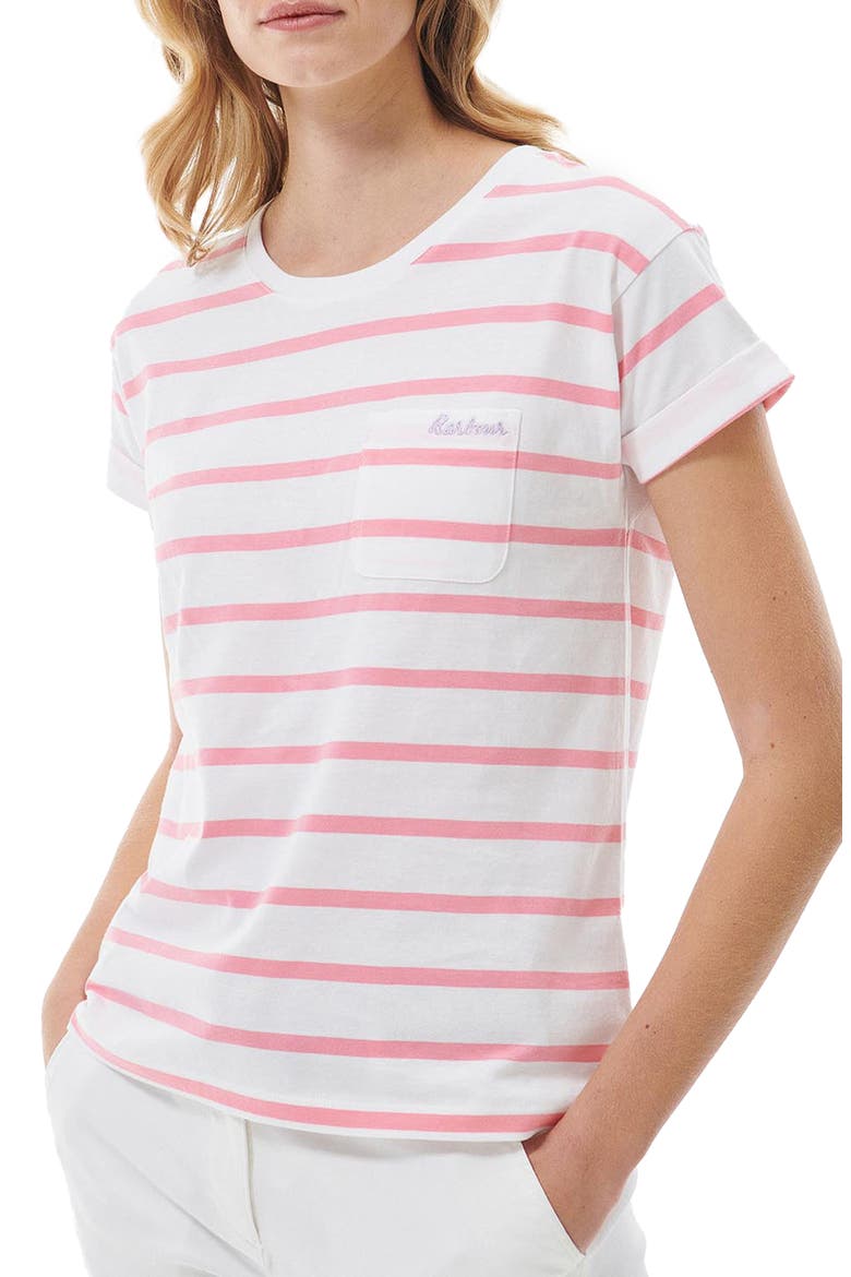 Otterburn Stripe T-Shirt, Main, color, WHITE/ HIBISCUS