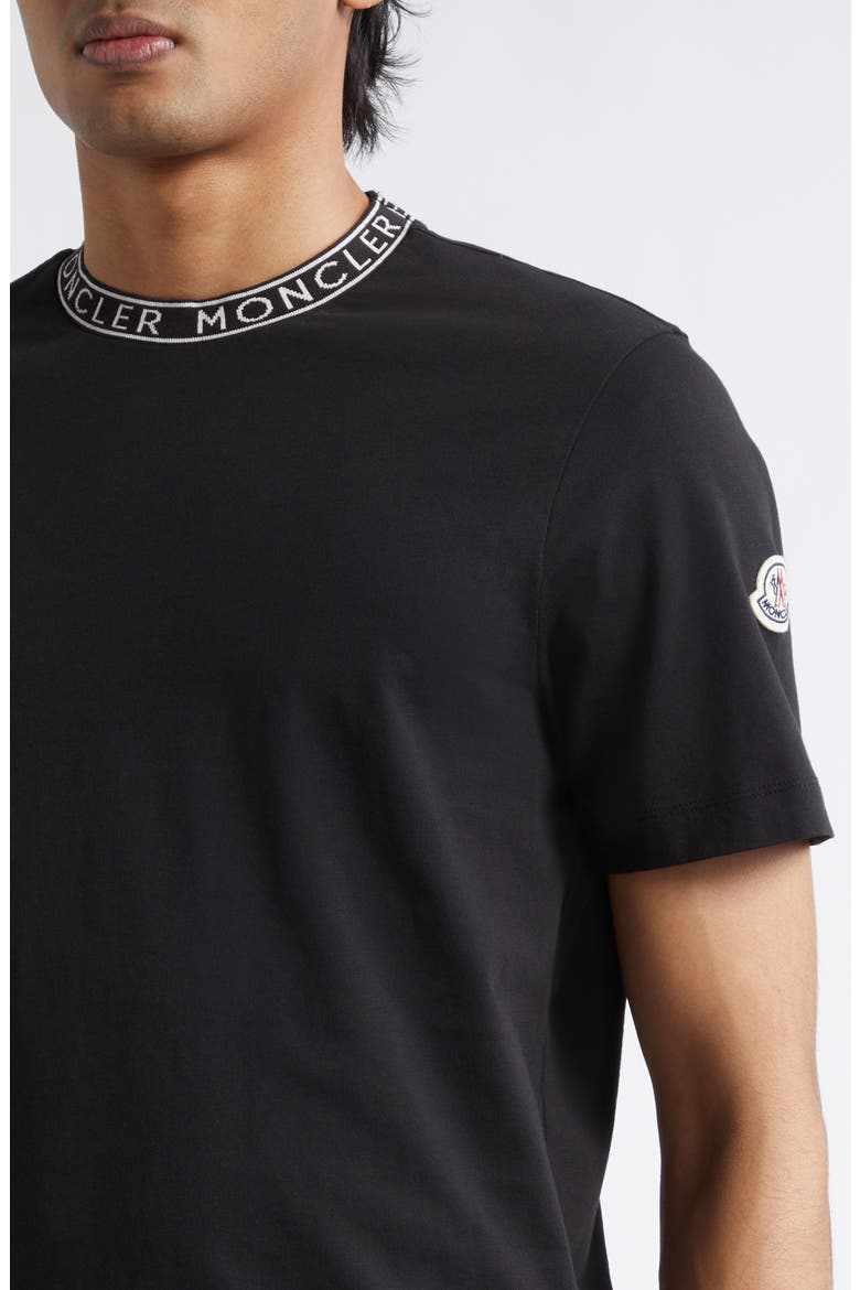 Logo Trim Cotton T-Shirt, Alternate, color, BLACK