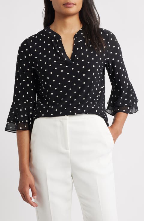 Polka Dot Flutter Sleeve Top