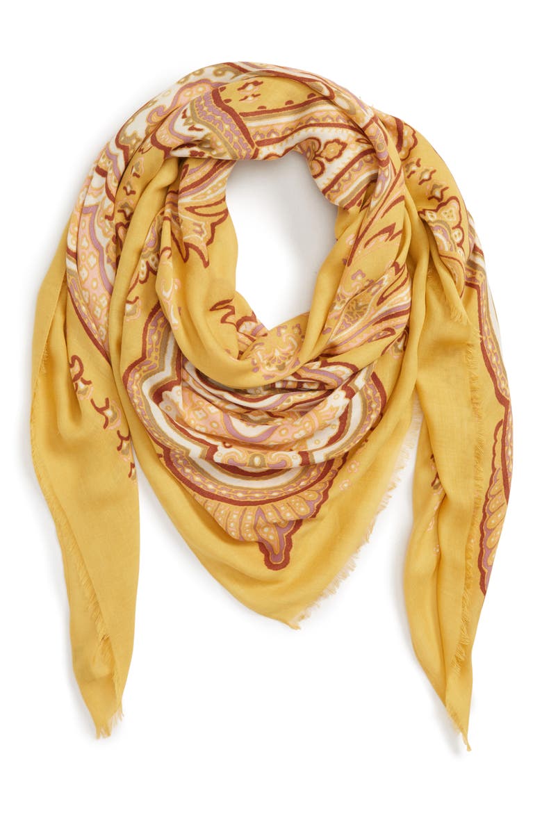 Oversized Paisley Square Scarf, Alternate, color, GOLDEN APPLE MULTI