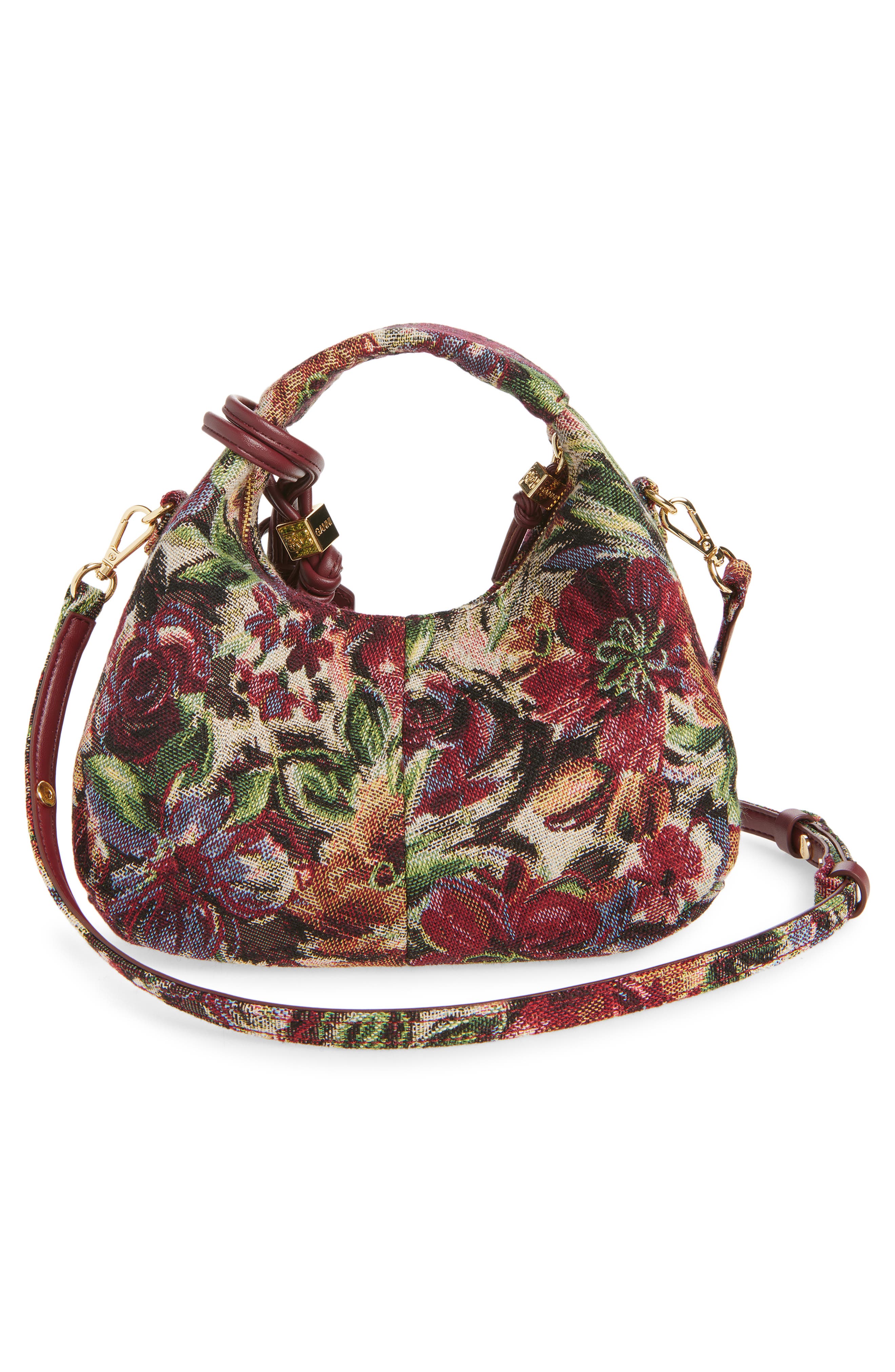 Ganni Mini Tapestry Hobo Bag, Alternate, color, 
