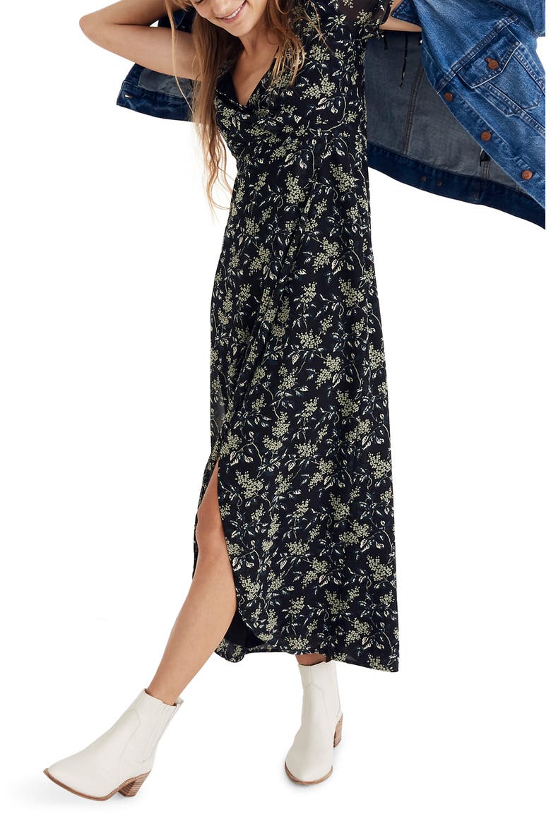 Tulip Sleeve Maxi Dress, Main, color, CLASSIC BLACK