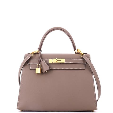 Kelly Handbag Grey Epsom with Gold Hardware 28