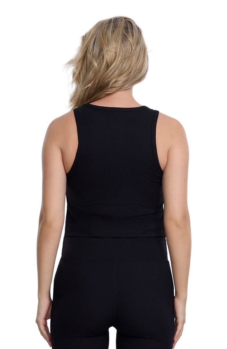 MOTHERHOOD MATERNITY Crew Neck Racerback Cropped Maternity Tank, Alternate, color, Black