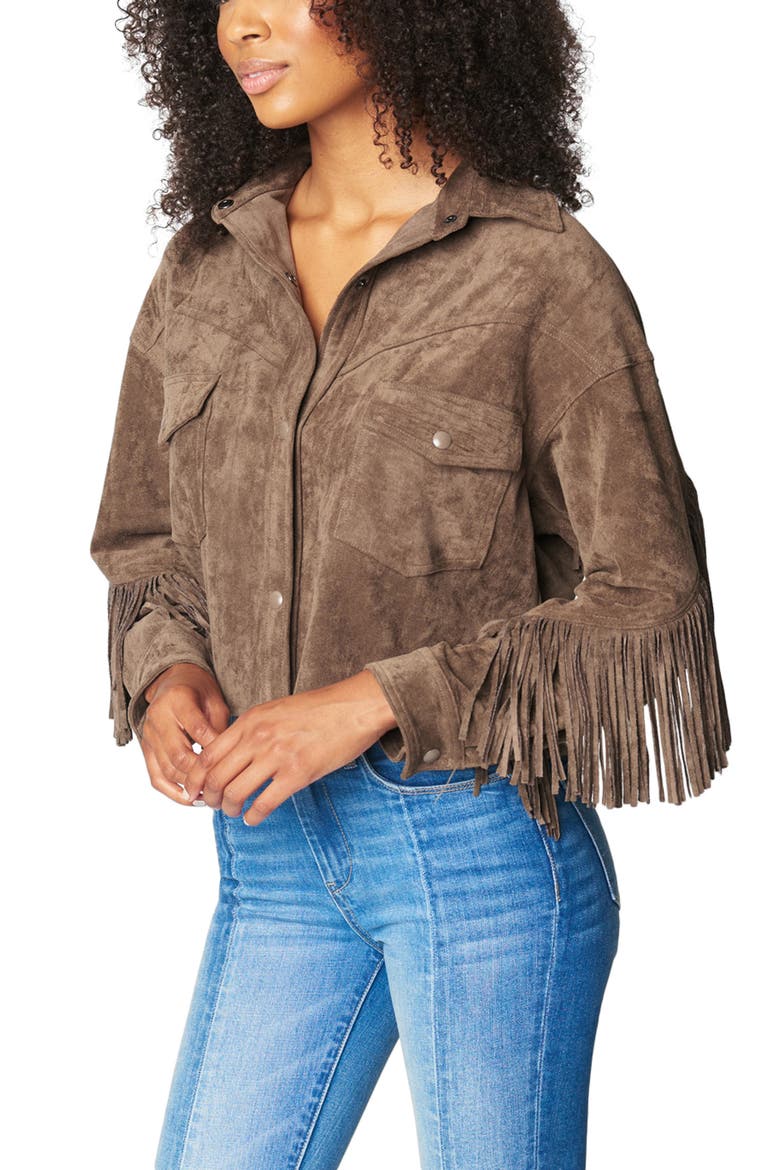 Faux Suede Fringe Jacket, Alternate, color, HOT COCOA