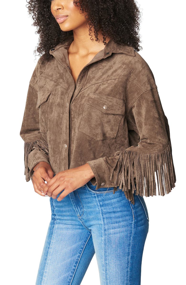 BLANKNYC Faux Suede Fringe Jacket, Alternate, color,