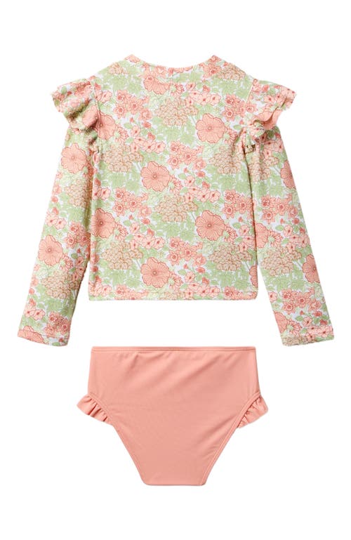 Janie And Jack Girls Floral Rashguard Swim In Gray