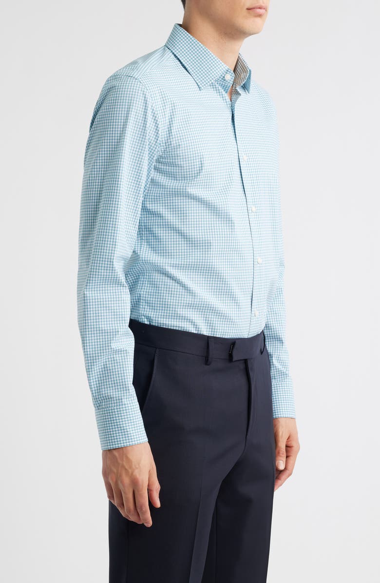 BOSS Hank Kent Slim Fit Check Stretch Cotton Dress Shirt, Alternate, color, Light Blue