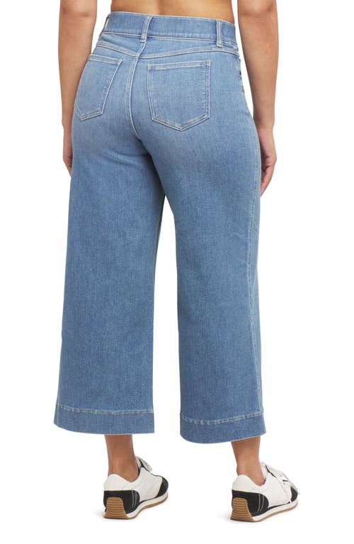 Spanx Cropped Wide Leg Jeans In Stonewashed Blue In Stonewashed Blue