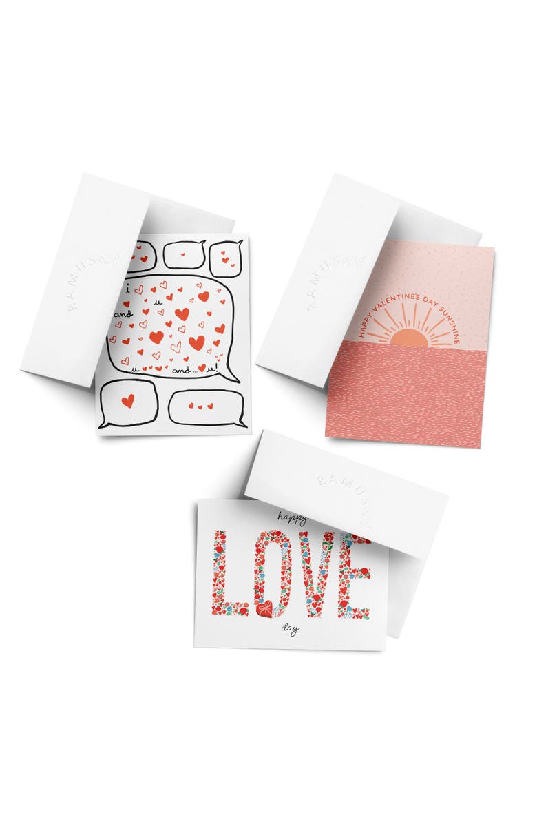 Ramus & Co Love/Valentine's Assorted Greeting Card Pack (3ct) "Love Chat, Love Day, Sunshine Valentine", Main, color, Multi-Pack
