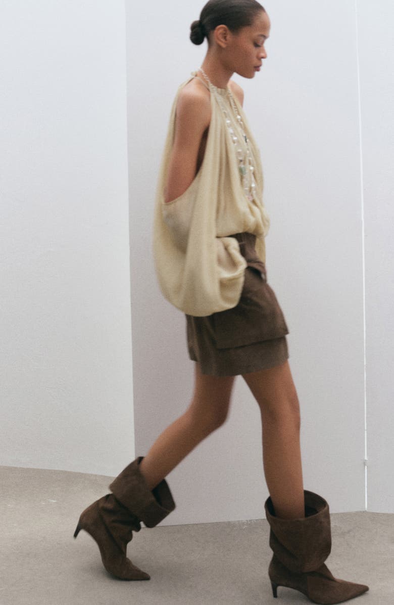 MANGO Cold Shoulder Bubble Hem Top, Alternate, color,