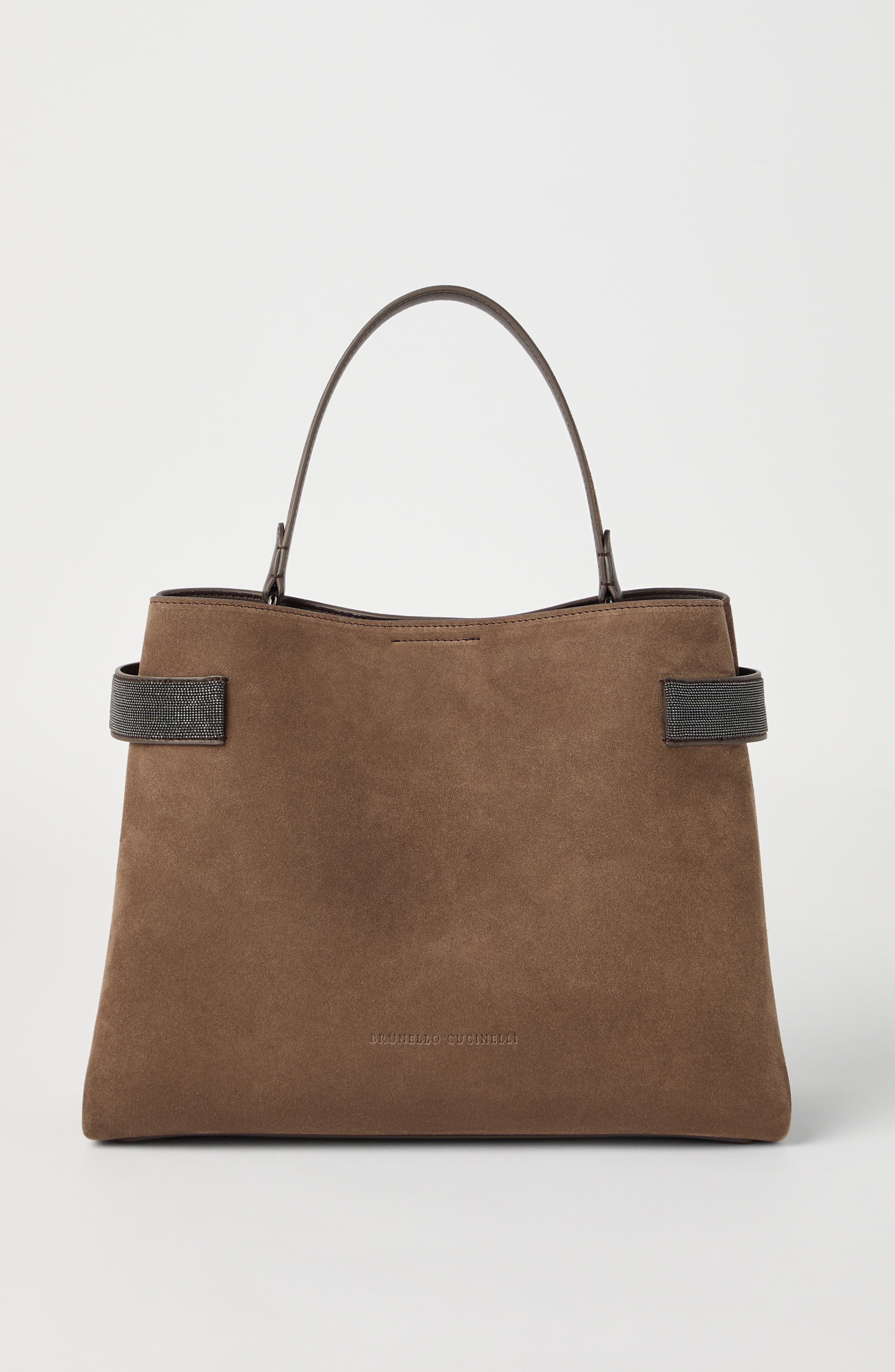 Brunello Cucinelli Suede Top-Handle Essence bag, Alternate, color, 