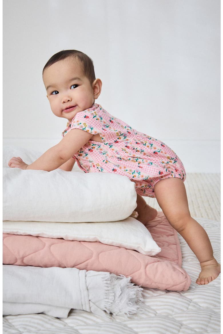 Strawberry Floral Romper, Alternate, color, PINK