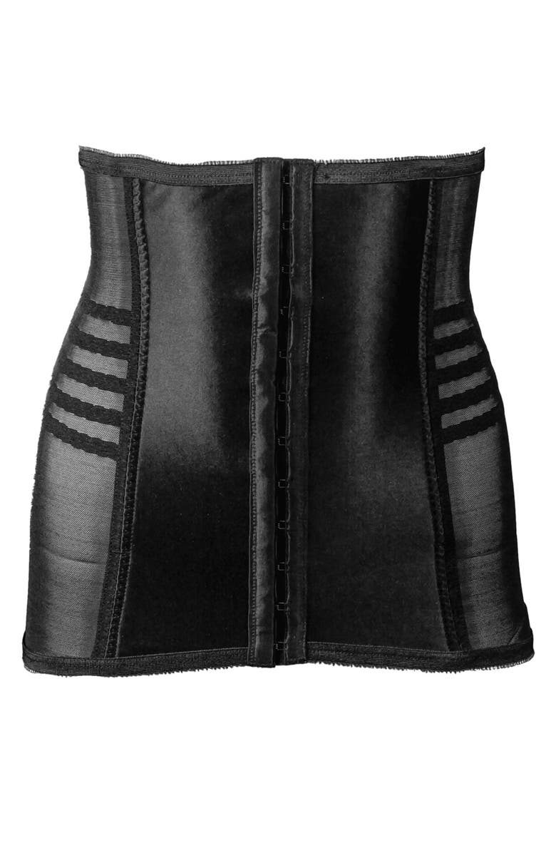 Rago Shapette Powermesh Satin Panel Waist Cincher, Alternate, color, Black