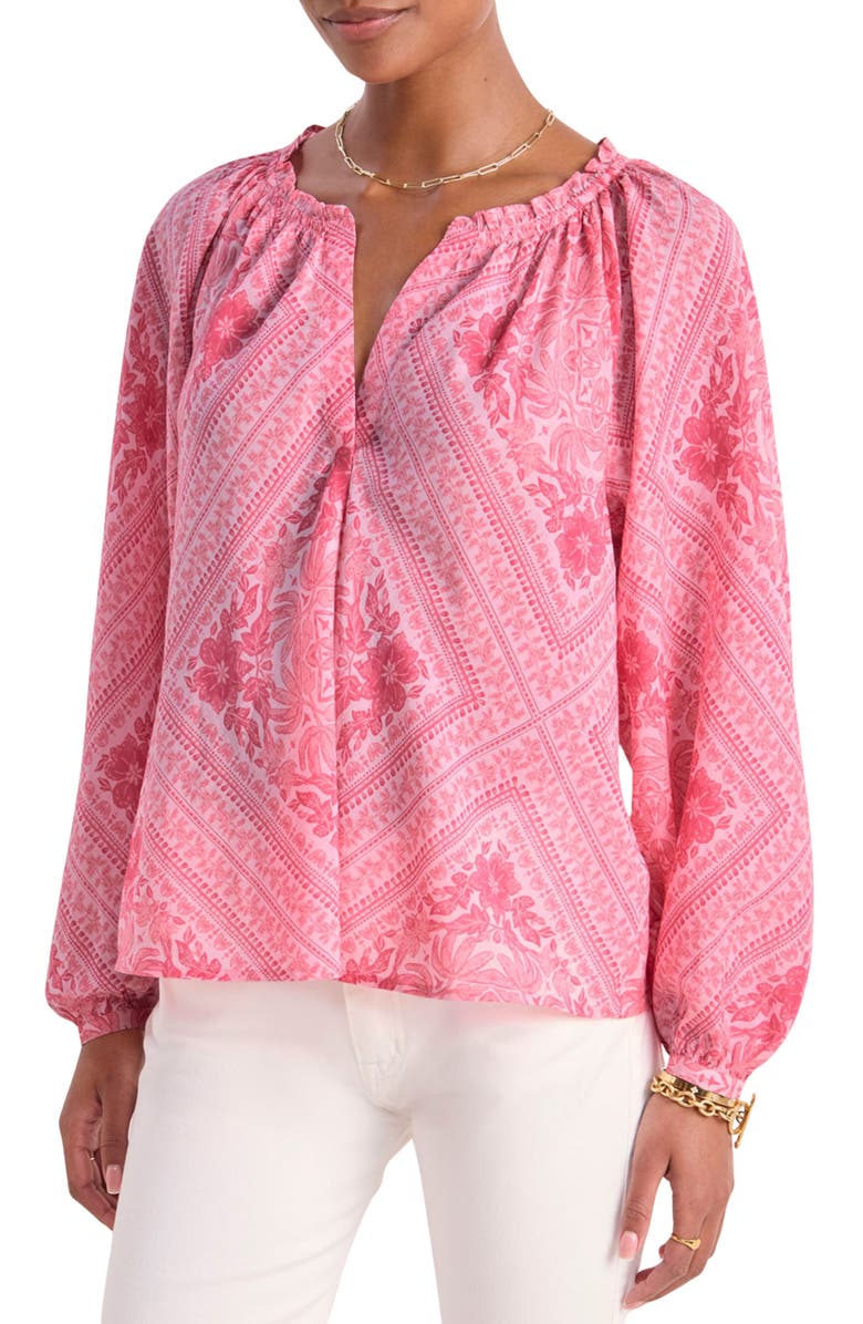 vineyard vines Tile Print Cotton Blend Top, Alternate, color, 