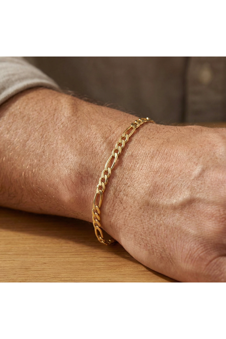 10k Gold 3.5-millimeter Figaro Bracelet, Alternate, color, 10k Yellow Gold
