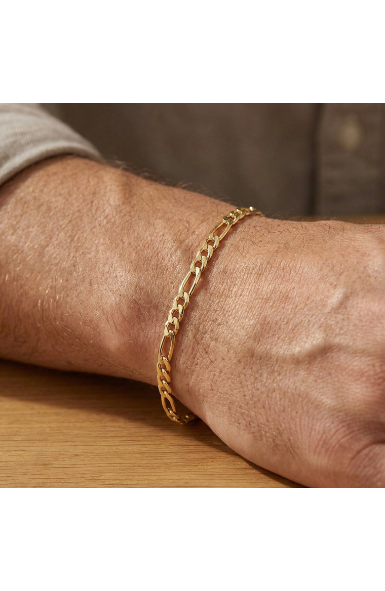 Bliss Diamond 10k Gold 3.5-millimeter Figaro Bracelet, Alternate, color, 10K Yellow Gold