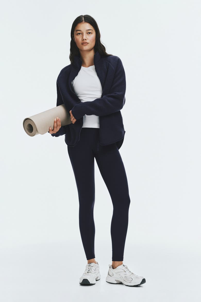 Teddy Fleece Activewear Jacket, Alternate, color, Navy blue