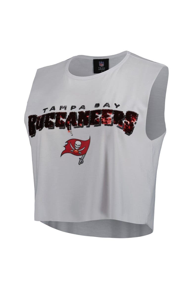 Women's Cuce White Tampa Bay Buccaneers Sequin Tri-Blend Cropped Tank Top, Alternate, color, White