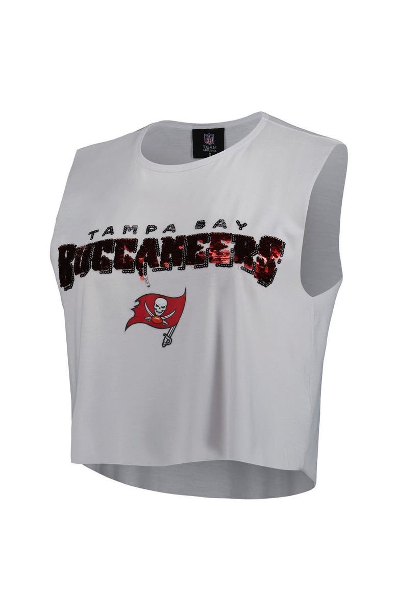 CUCE Women's Cuce White Tampa Bay Buccaneers Sequin Tri-Blend Cropped Tank Top, Alternate, color, White