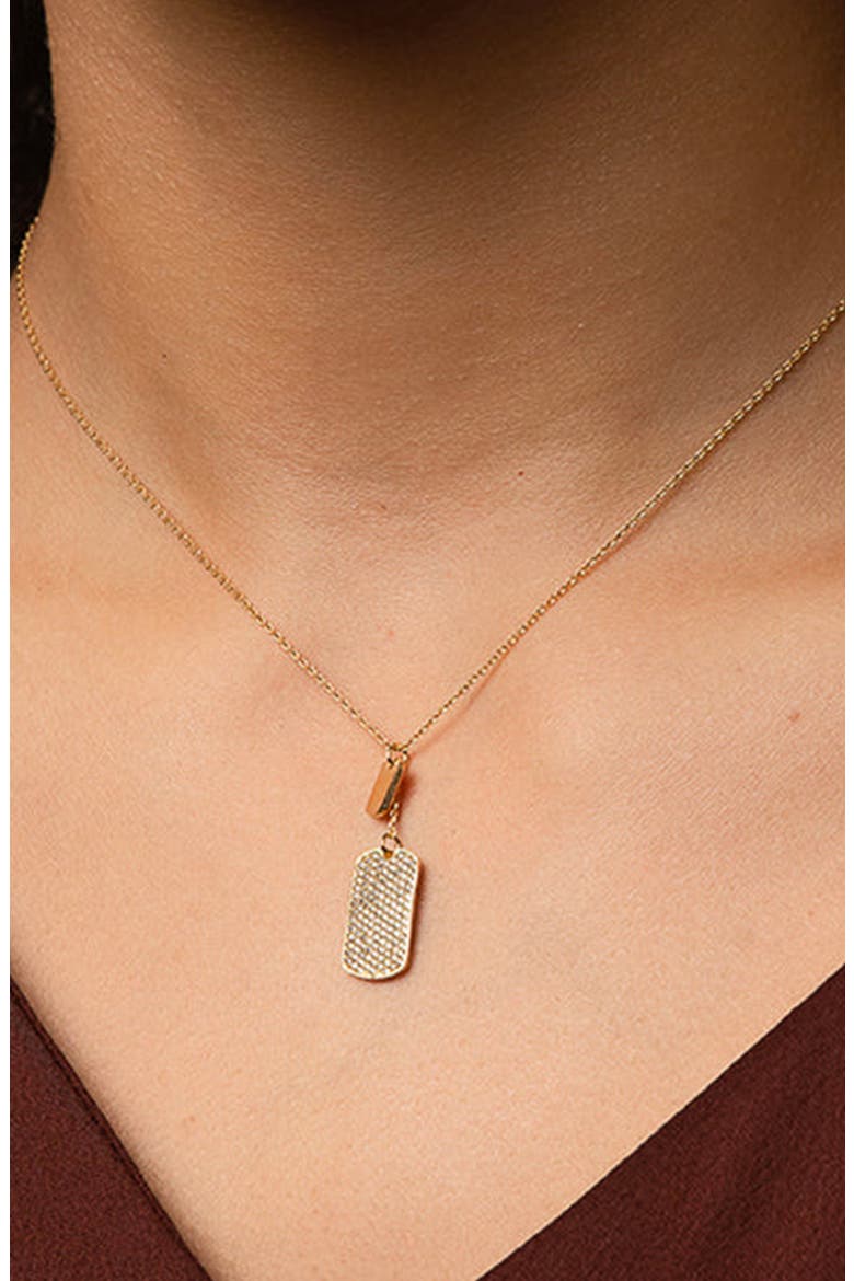 18k Gold Plated Sterling Silver Tag Pendant Necklace Gift Idea, Alternate, color, Gold