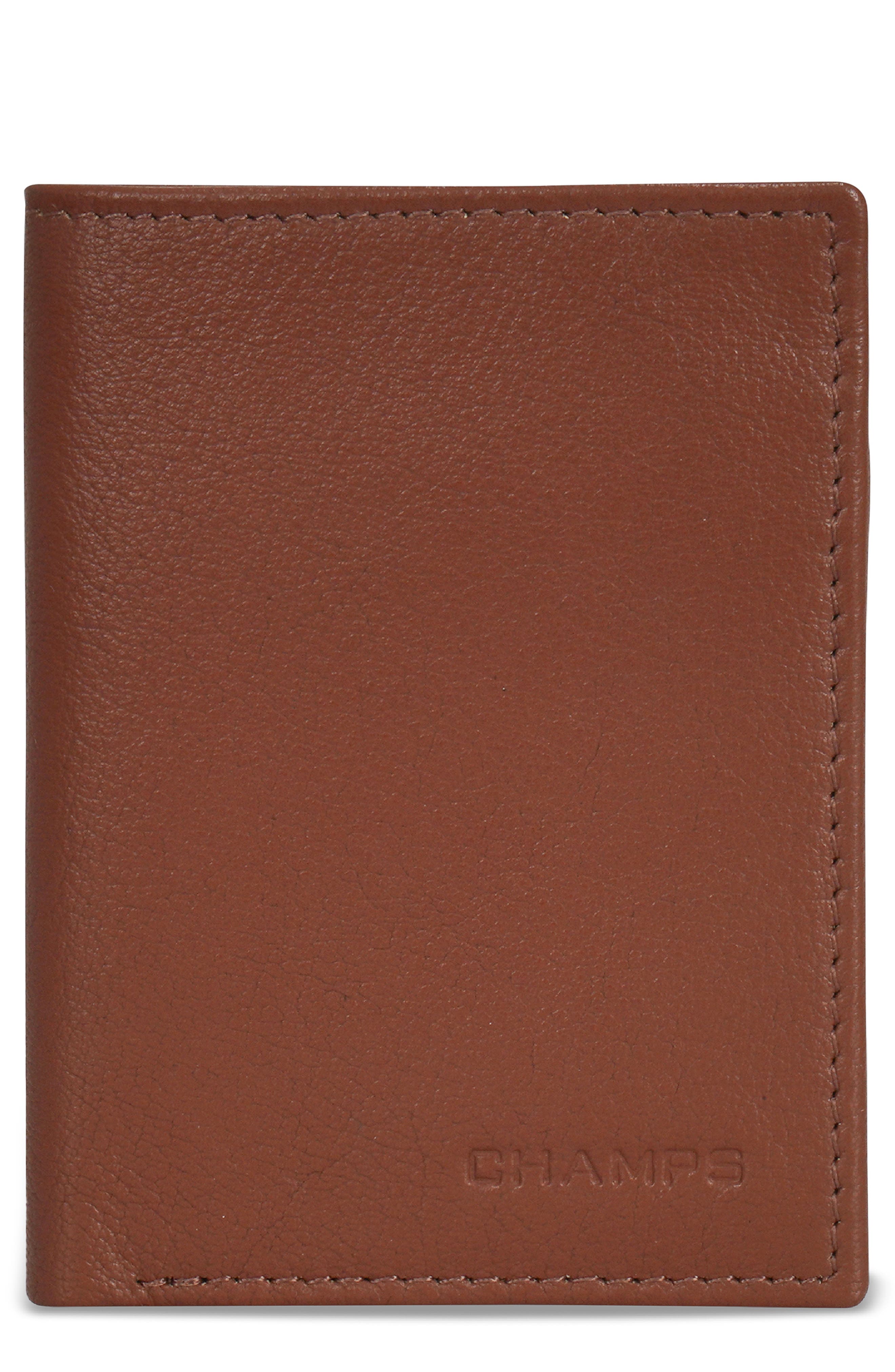 CHAMPS Onyx Leather RFID Vertical Slim Wallet