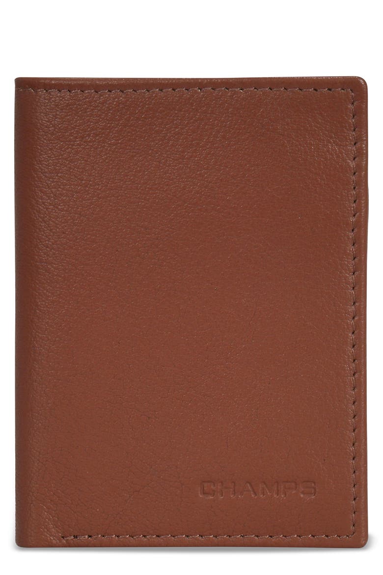 Onyx Leather RFID Vertical Slim Wallet, Main, color, BROWN