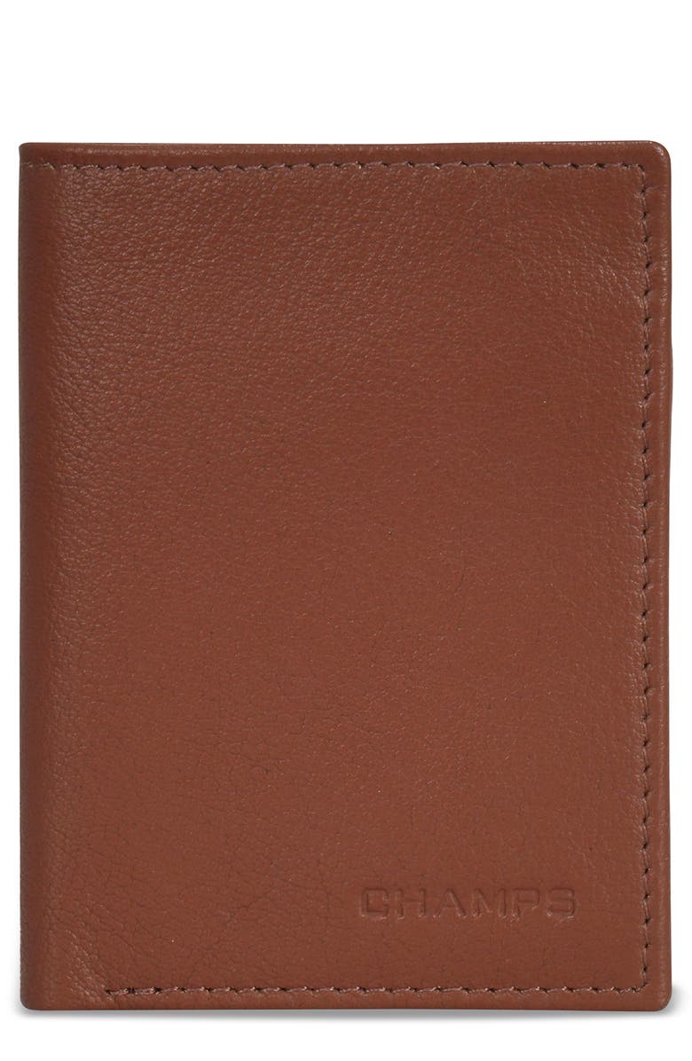 CHAMPS Onyx Leather RFID Vertical Slim Wallet, Main, color, Brown