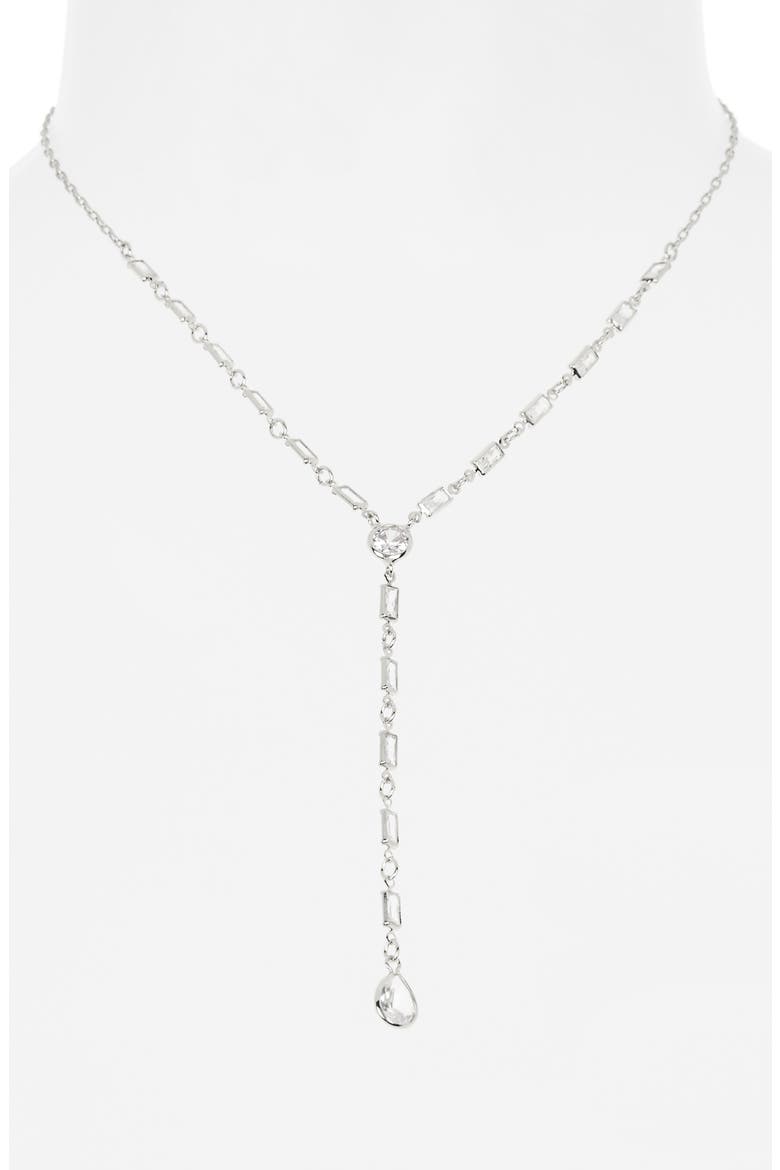 Cubic Zirconia Y-Necklace, Alternate, color, CLEAR- SILVER