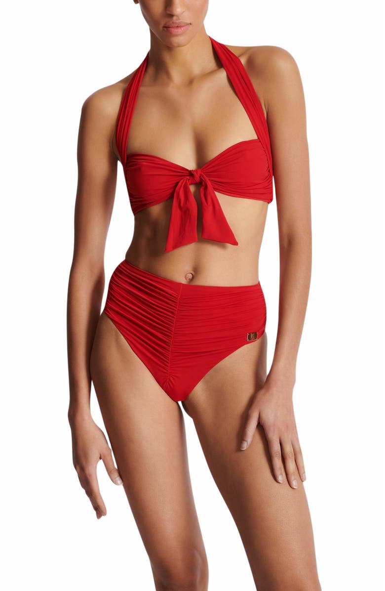 Balmain Plain Two-Piece Swimsuit, Alternate, color, Red