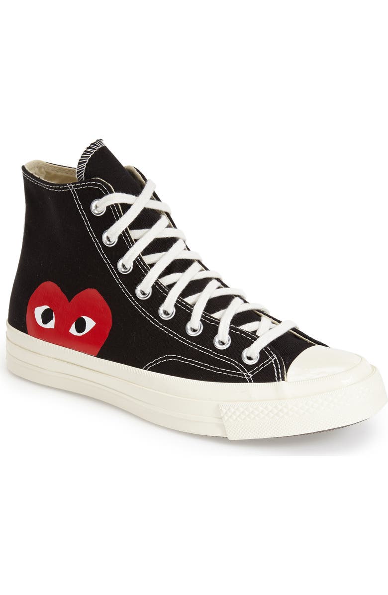 Comme des Garçons PLAY x Converse Chuck Taylor<sup>®</sup> Hidden Heart High Top Sneaker, Main, color,