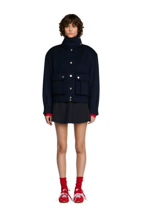 Double-faced standing collar coat