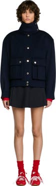 SANDRO Double-faced standing collar coat
