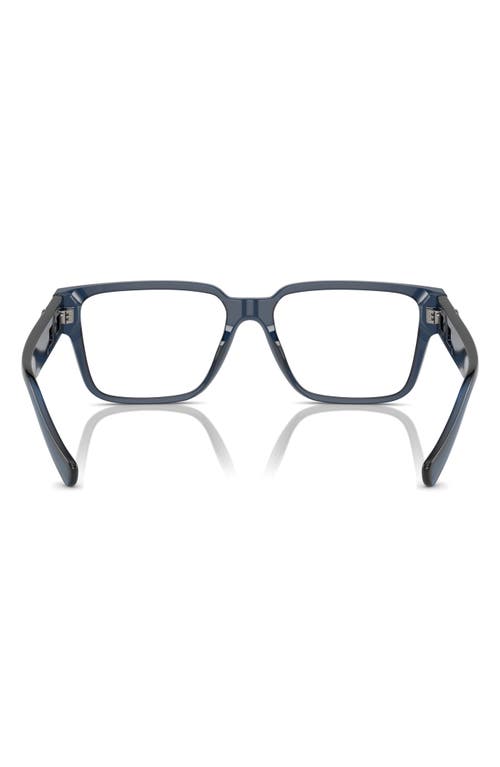 Versace 55mm Rectangular Optical Glasses In Blue Transparent