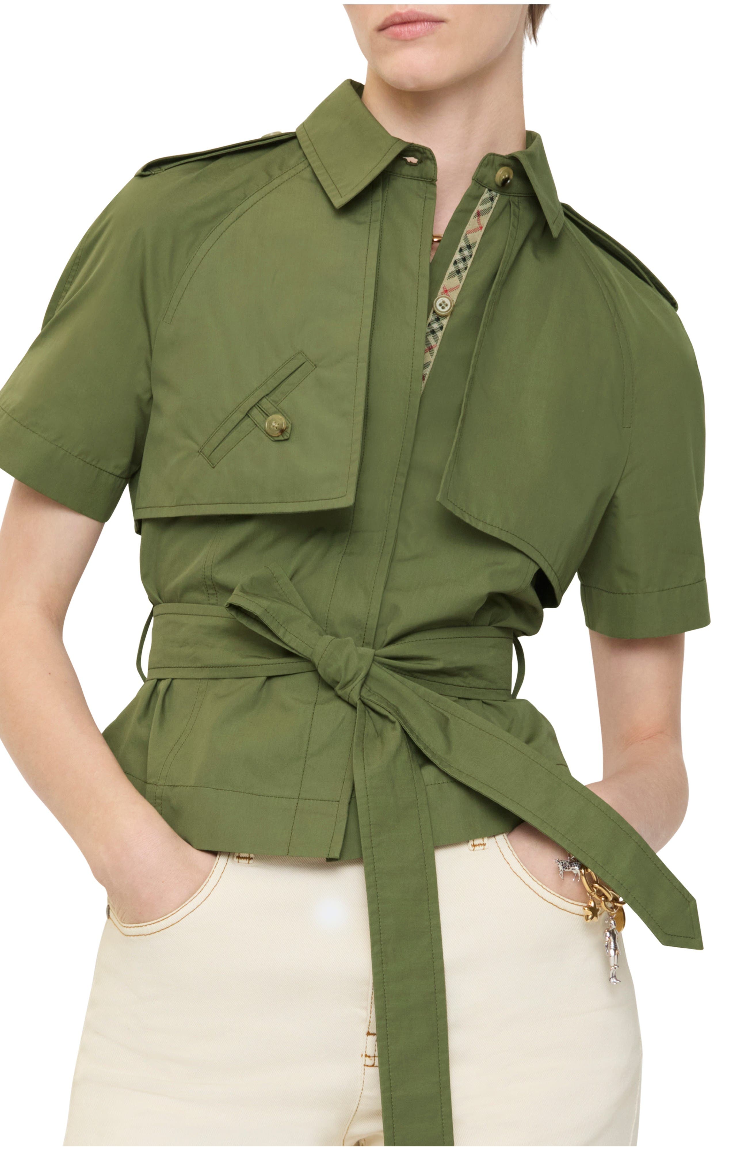 Cropped Cotton Poplin Trench Shirt