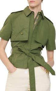 Burberry Cropped Cotton Poplin Trench Shirt