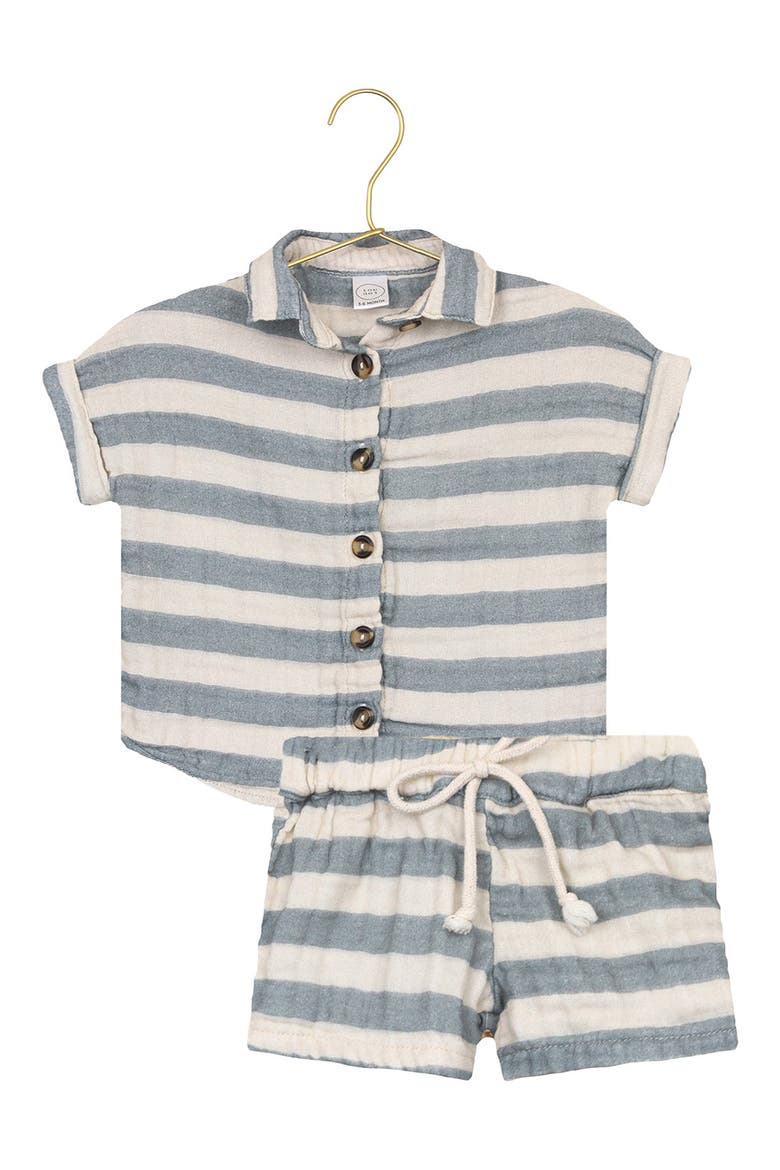 Cloud Cotton Muslin Button-Up Shirt & Shorts Set, Main, color, LINCOLN