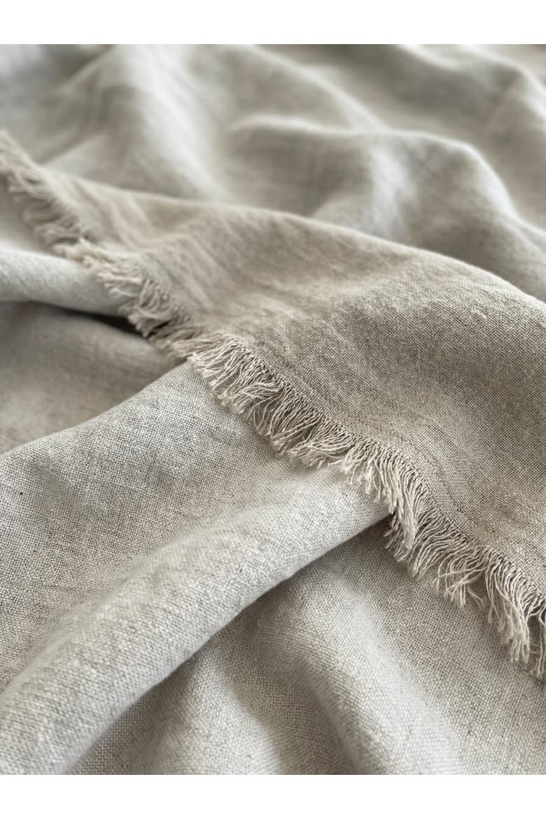 Reversible Linen Fringe Throw, Alternate, color, Natural Beige