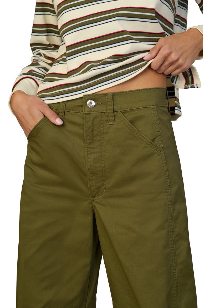 The Bowie High Waist Ankle Barrel Twill Pants, Alternate, color, IVY